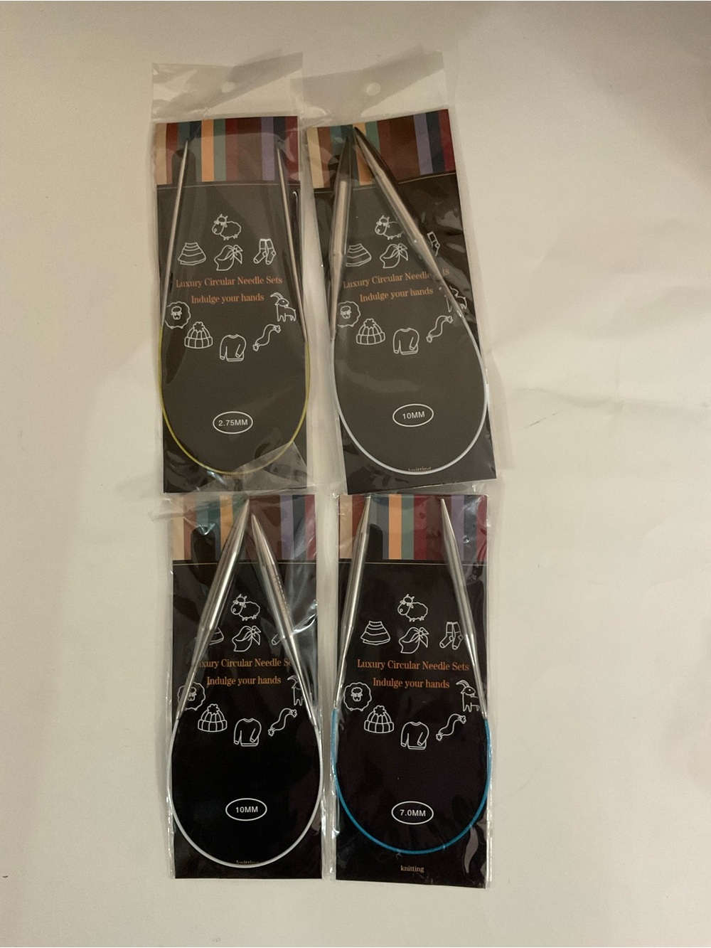 Circular Knitting Needle Sets with Colored Cords - 4 Pack
